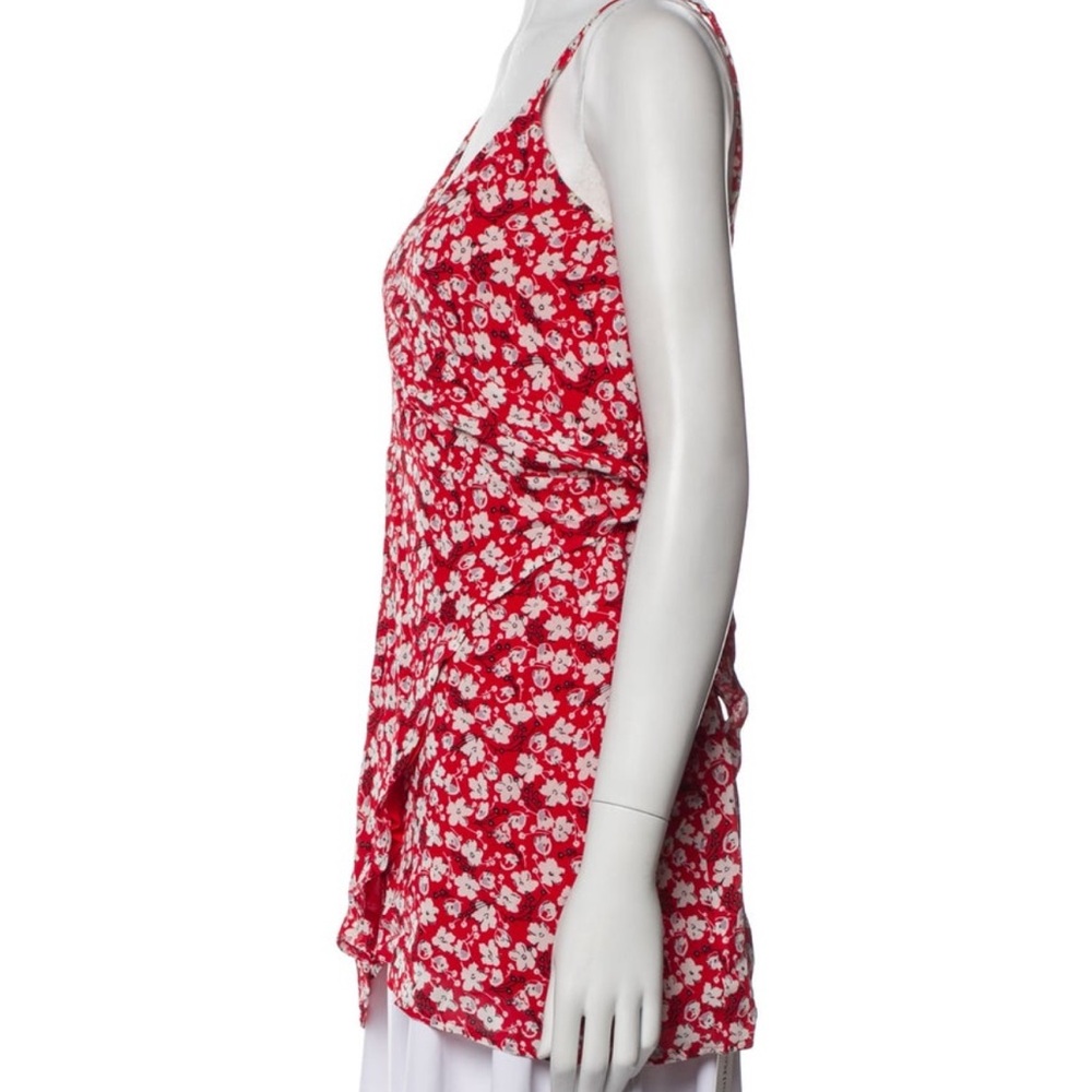 Reformation Floral V-Neck Tank Top XS | Red Floral Wrap Style - Picture 3 of 4